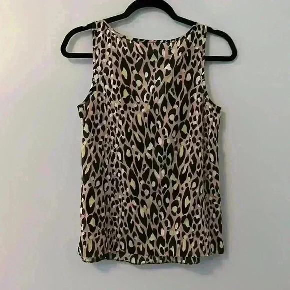 Trina Turk Silk Leopard Print sleeveless top with draped collar size XS - Picture 4 of 4